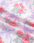 Floral Collared V-Neck Ruffle 3/4 Sleeve Shirt