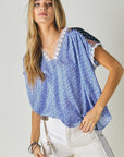 Davi & Dani Printed Lace V-Neck Top - Online Only