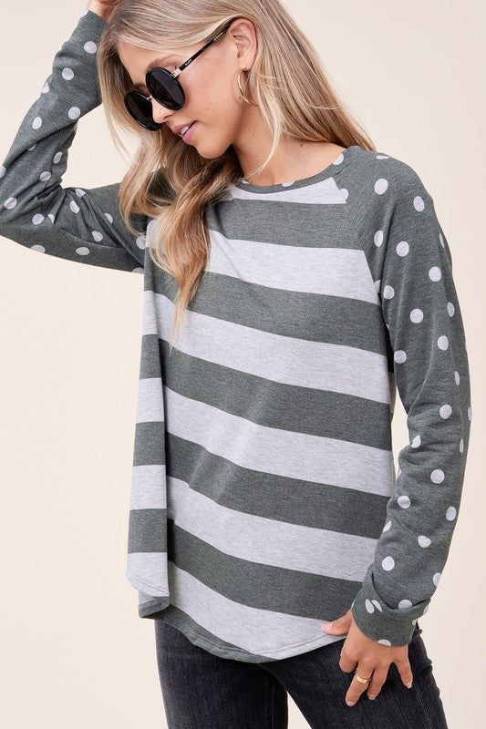 e Luna PLUS Striped Mixed Sweatshirt