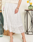 ADORA Elastic Waist Lace Midi Skirt