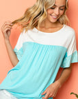 e Luna Solid Striped Baby Doll Top