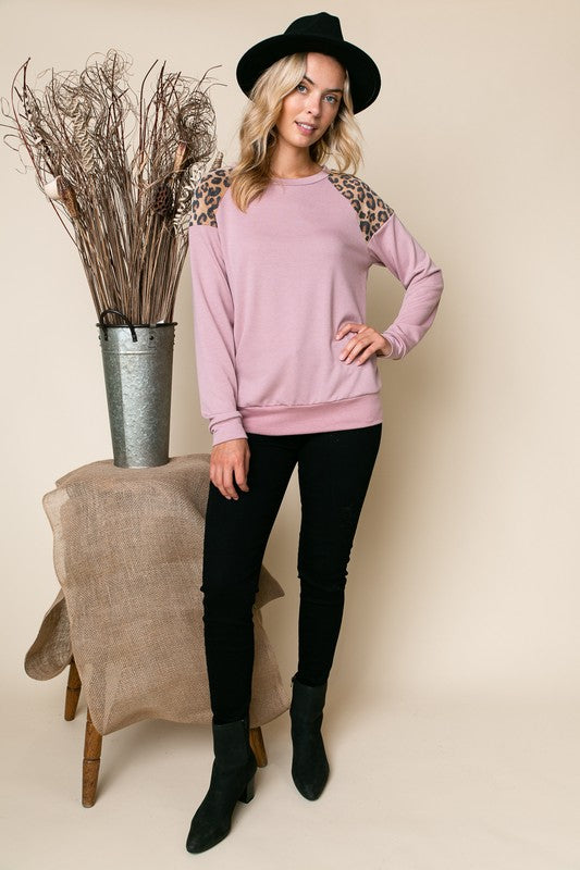 e Luna PLUS Solid Cheetah Mix Sweatshirt