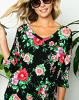 e Luna PLUS Floral Twisted Front Bottom Top