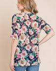 BOMBOM Floral Round Neck T-Shirt