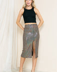 High Waist Sequin Skirt