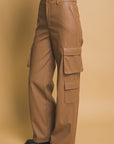 Love Tree PU Leather Cargo Pants