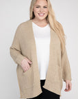 Eesome Plus Size Ribbed Knit Open Front Cardigan