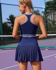 High Waist Pleated Skirt Two Piece Tennis Dress