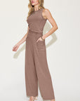 Basic Bae Full Size Ribbed Tank and Wide Leg Pants Set