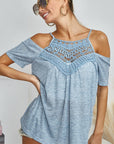 BiBi Front Crochet Lace Adjustable Strap Top