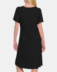 Zenana V-Neck Short Sleeve Dress