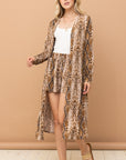 And The Why Snake Print Kimono Open Front Longline Cardigan