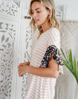 e Luna Striped Woven Floral Ruffle Top