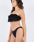 2 Piece Tube Top with Ruched Ruffle Bikini