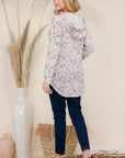 Celeste Full Size Drawstring Leopard Long Sleeve Hooded Blouse