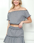 e Luna Gingham Seersucker Top & Skirt Set