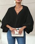 Polka Dot Bubble Sleeve Blouse