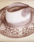 Hand-Painted Leopard Boho Western Cowgirl Hat Only-Brown 986q