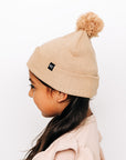 Tan Smiley Pom Pom Hat