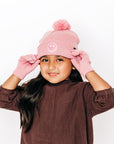 Pink Smiley Pom Pom Hat