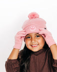 Pink Smiley Pom Pom Hat