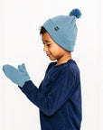 Blue Smiley Pom Pom Hat