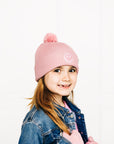 Pink Smiley Pom Pom Hat