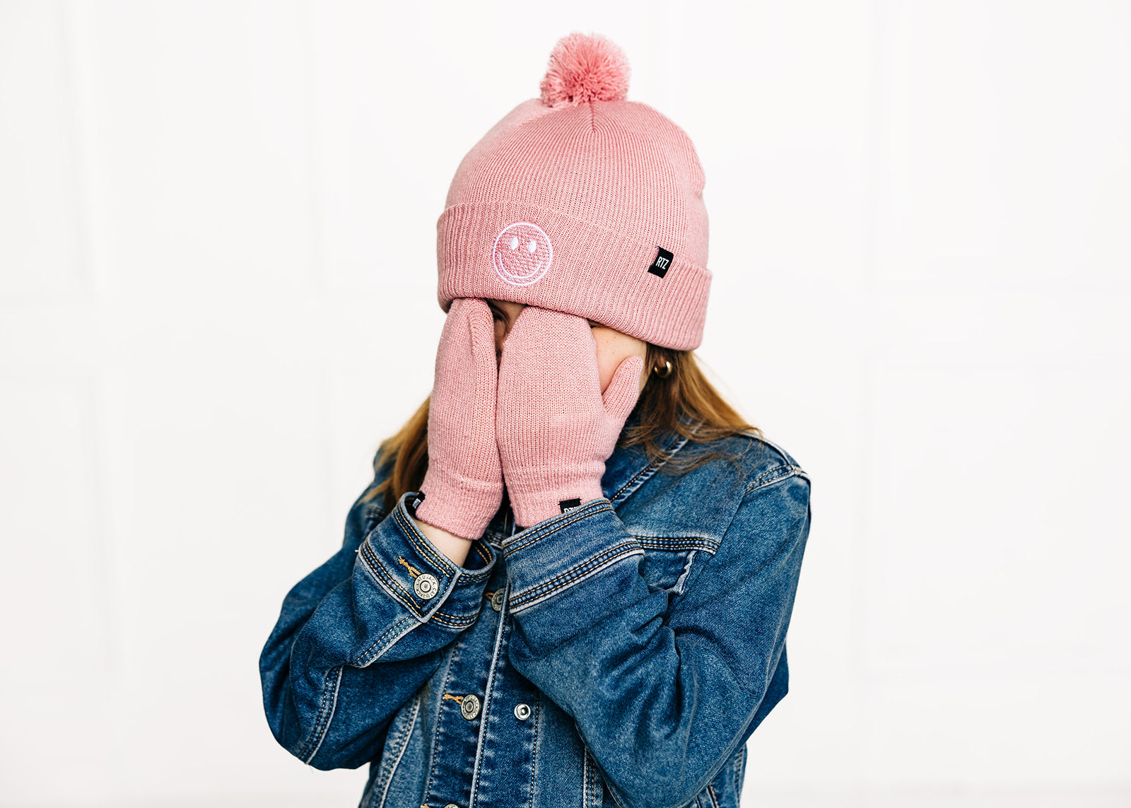 Pink Smiley Pom Pom Hat