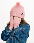 Pink Smiley Pom Pom Hat