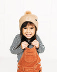 Tan Smiley Pom Pom Hat