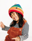 Bright Stripe Smiley Pom Pom Hat