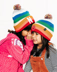 Bright Stripe Smiley Pom Pom Hat