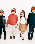 Bright Stripe Smiley Pom Pom Hat