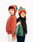 Bright Stripe Smiley Pom Pom Hat