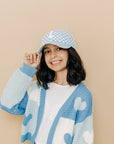 Blue Checker Smiley Face Hat