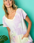 e Luna PLUS Tie Dye Thermal V-Neck Top