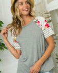 Plus Solid Floral Jersey Mixed Top - Online Only - My Pampered Life Seattle