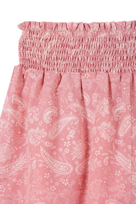 Lilou Paisley Shirred Waist Casual Shorts (see top separately)