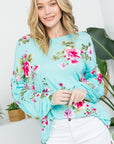 Allover Floral Lantern Sleeve Top - My Pampered Life Seattle