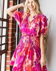 First Love Floral Short Sleeve Smocked Mini Dress