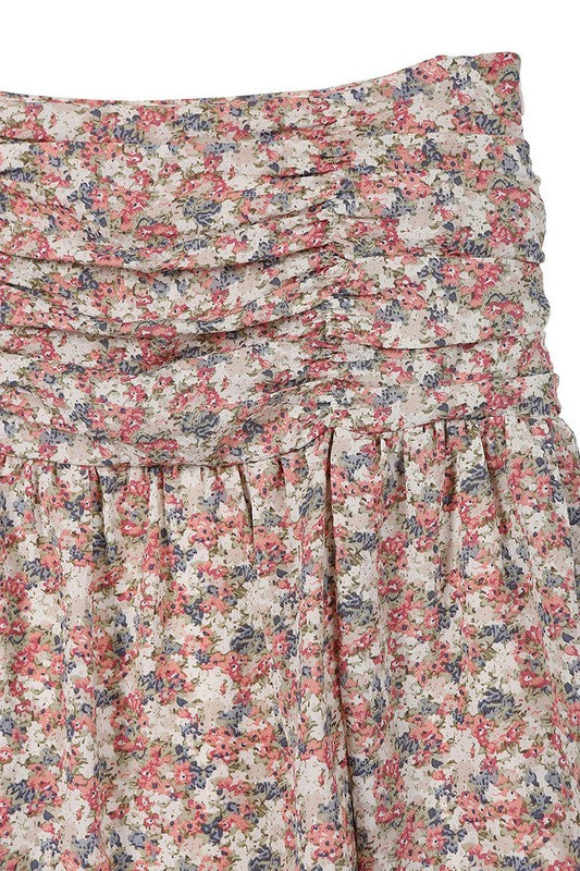 Lilou Shirred Floral Skirt