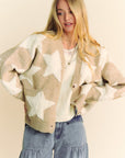 Davi & Dani Fuzzy Star Button Down Cardigan