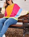 Plus Size Colorblock Patchwork Exposed Sweatshirt