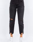 American Bazi High Waist Distressed Cropped Straight Jeans