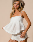 BiBi Fringed Hem Smocked Cami