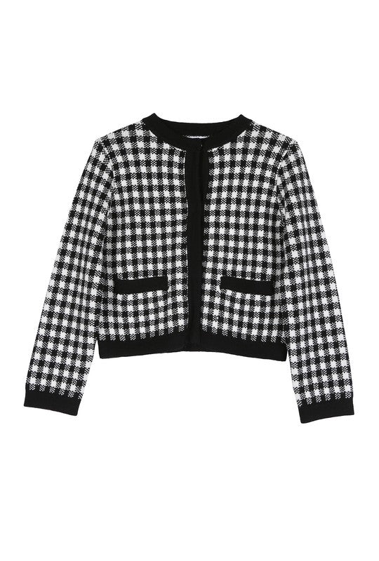 Lilou Black Check Knitted Jacket