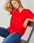 Davi & Dani V-Neck Dolman Sleeve Solid Basic Top