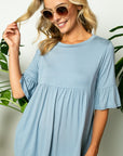 e Luna PLUS Solid Ruffled Sleeve Loose Top