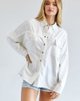 Davi & Dani Button Down Shirt with Pockets - Online Only