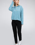 Zenana Brushed Melange Hacci Collared Sweater